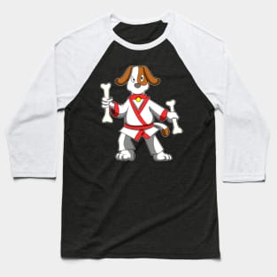 Dog at Martial arts Karate with Bone Baseball T-Shirt